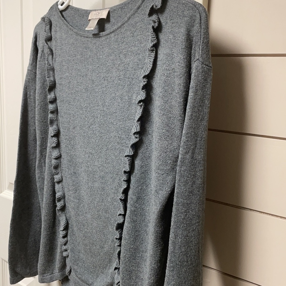 XSP - Petite - Gray - Sweater - LOFT - Ruffles